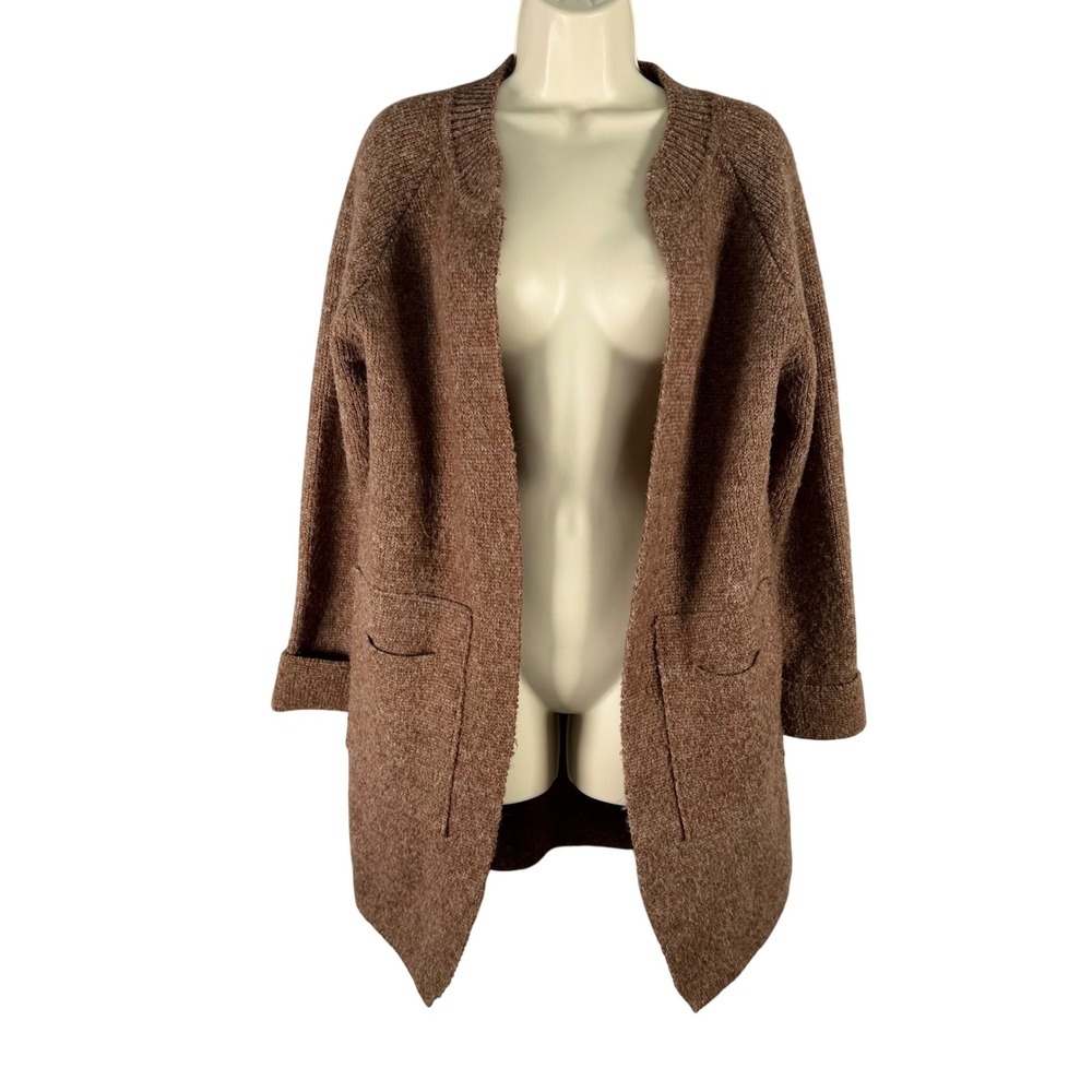 Kloth & Clover Womens Brown Open Front Longline Cardigan Sweater Size S/M
